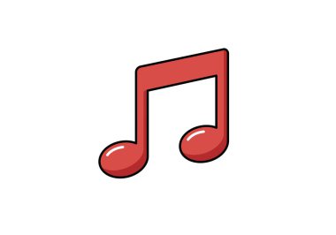 Şarkı notası tırmanışı. Bu resim beyaz arka planda parlak efektli kırmızı bir müzik notası gösterir. Resim sanat tasarımı.