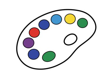 Clipart boya paleti. Bu resim çeşitli renklerde bir boya paletini gösteriyor. Resim sanat tasarımı.