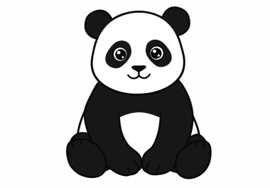 Şirin panda klipsi sanatı. Siyah beyaz kürklü, büyük gözlü ve gülümseyen yüzlü bir panda. Resim sanat tasarımı.