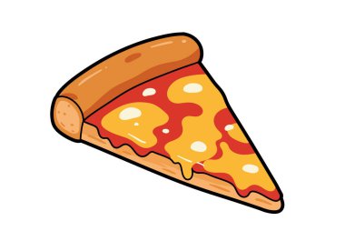 Sanat eseri pizza dilimi. Çıtır çıtır bir hamurun üzerinde peynirli ve domates soslu, iştah açıcı malzemeler sergilenen üçgen bir dilim. Resim sanat tasarımı.