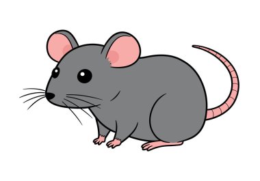 Rat clipart şirinmiş. Bu resim pembe kulaklı, ayaklı ve kuyruklu şirin gri bir fareyi gösteriyor. Resim sanat tasarımı.