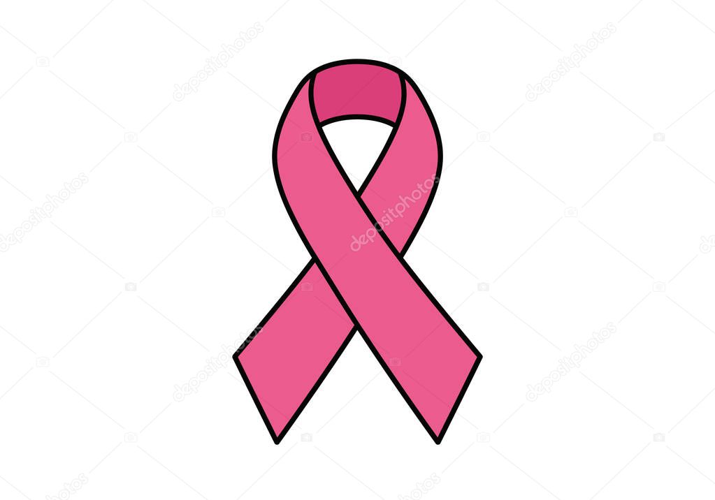 Clip art pink ribbon. This image shows a pink ribbon, commonly associated with breast cancer awareness. Illustration art design.