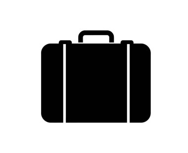 Gövde silueti. Bu resim siyah bir bavul ya da bavul silueti, ayrıca seyahat ya da depolama çantası olarak da adlandırılır, bir sapı ile. Clipart illüstrasyon tasarımı.