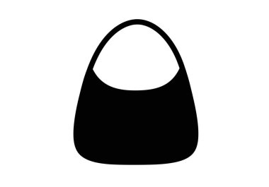 Poşet silueti. Bu resim çantanın siyah bir siluetini gösteriyor, çanta ya da çanta gibi, basit ve modern tasarımı vurguluyor. Clipart illüstrasyon tasarımı.