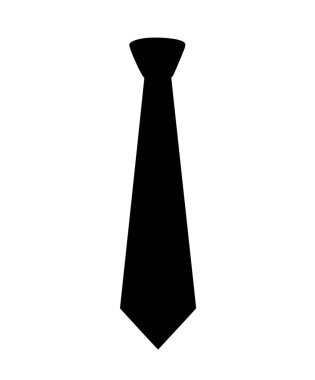 Siyah kravat silueti. Bu resim, resmi bir kravatın siyah bir siluetini gösteriyor, aynı zamanda bir kravat aksesuarı olarak da bilinir, zarafet ve karmaşıklığı temsil eder. Clipart illüstrasyon tasarımı.