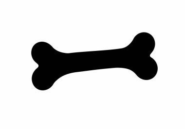 Kemik silueti. Bu resim, genellikle evcil hayvanlar ve anatomiyle ilişkilendirilen iskelet yapısı olarak da bilinen tek bir kemiğin siyah siluetini gösteriyor. Clipart illüstrasyon tasarımı.