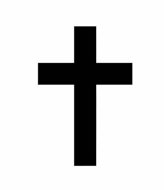 Siluet 'i geç. Bu resim, haçın basit ve simgesel bir temsili olan siyah bir haç siluetini gösteriyor. Clipart illüstrasyon tasarımı.