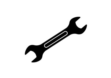 İngiliz silueti. Bu resim, tamir ve hizmetleri sembolize eden koyu siyah bir anahtar silueti sergiliyor. Clipart illüstrasyon tasarımı.