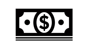 Para silueti. Bu görüntü, merkezinde cesur bir dolar işareti bulunan bir dolar banknotunun siyah siluetini gösteriyor. illüstrasyon siyah clipart tasarımı.
