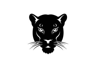 Panter suratlı siluet. Bu görüntü bir panterin siyah ve beyaz yüzünü gösteriyor, aynı zamanda büyük bir kedi ya da vahşi kedi olarak da bilinir. Clipart illüstrasyon tasarımı.