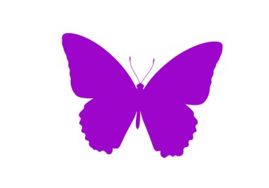 Mor kelebek silueti. Bu resim ayrıntılı kanatları olan zarif bir kelebeği tasvir eder, ayrıca canlı motif ya da dekoratif amblem olarak da bilinir. Clipart siyah illüstrasyon tasarımı.