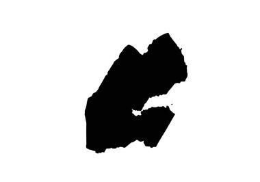 Cibuti silueti. Bu resim Cibuti haritasının coğrafi şekli ve sınırlarını vurgulayan siyah siluetini gösteriyor. Clipart illüstrasyon tasarımı.