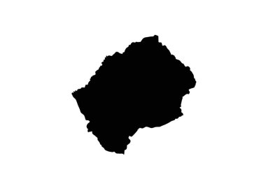 Lesotho silueti. Bu resim Lesotho haritasının coğrafi şeklini ve sınırlarını vurgulayan siyah siluetini gösterir. Clipart illüstrasyon tasarımı.