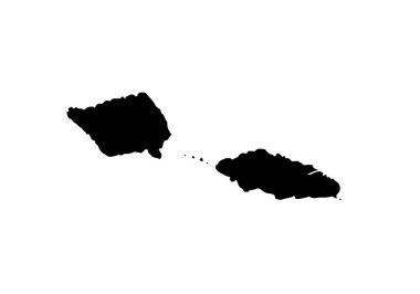 Samoa silueti. Bu resim, Samoa haritasının ülke coğrafi şekli ve sınırları ile siyah siluetini gösteriyor. Clipart illüstrasyon tasarımı.