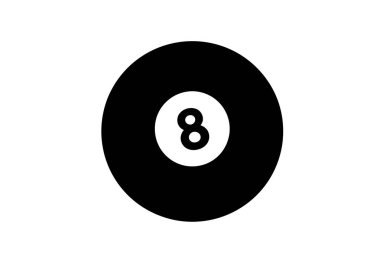 Bilardo topu silueti. Bu görüntü bilardo oynayan bir kişinin siluetini gösteriyor, topa bilardo sopasıyla vurmanın hareketine odaklanıyor. Clipart illüstrasyon tasarımı.