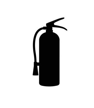 Yangın söndürücü silueti. Bu görüntü yangın söndürücünün siluetini gösteriyor, aynı zamanda yangın söndürme cihazı olarak da bilinir. Clipart illüstrasyon tasarımı.