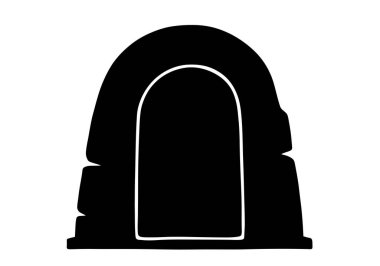 Boş mezar silueti. Bu görüntü inanç ve bağlılığın kutsal ve sembolik bir tasvirini temsil ediyor, yansımayı, dirilişi ve maneviyatı vurguluyor. Clipart illüstrasyon tasarımı.