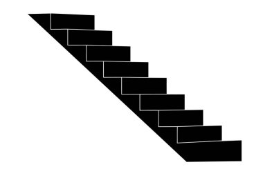 Merdiven silueti. Bu görüntü, dikey hareket ve seviyeleri temsil eden bir dizi merdivenin siyah silüeti. Clipart illüstrasyon tasarımı.