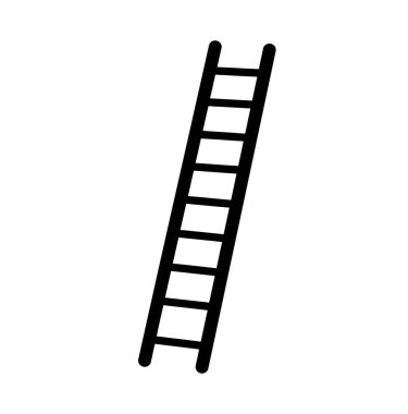 Merdiven silueti. Bu resim siyah bir merdiven hatlarını gösterir, tırmanma ve yüksekliğe ulaşmak için bir araçtır. Clipart illüstrasyon tasarımı.