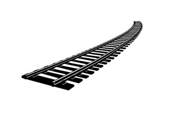 Tren yolu silueti. Bu görüntü, aynı zamanda demiryolu ya da demiryolu olarak da bilinen eğri bir tren yolunun klişe bir illüstrasyonunu gösteriyor. Clipart illüstrasyon tasarımı.