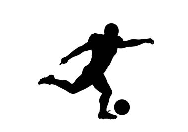Futbol silueti. Bu resim, paraşütle atlayan bir insanın siluetini gösteriyor, ki bu da hava dalışı ve maceranın özünü yakaladığı için ilginç. Clipart illüstrasyon tasarımı.