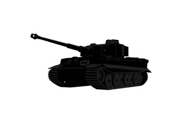 Kaplan tankı silueti. Bu resim bir kaplan tankı siluetinin dizaynını gösteriyor. Merkezi bir daireden çıkan sivri ve sivri ışınlar bir güneş patlaması desenine benziyor. Clipart illüstrasyon tasarımı.