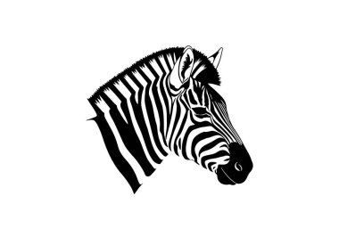 Zebra baş silueti. Bu görüntü zebra baş siluetini gösteriyor, aynı zamanda zebra kafa çizgisi ya da zebra başı olarak da bilinir. Clipart illüstrasyon tasarımı.
