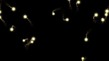 Sihirli ateş böcekleri animasyonu siyah arka planda izole edildi.