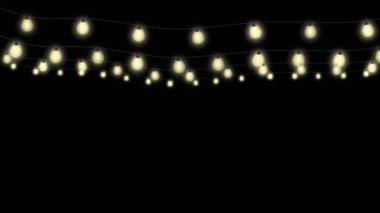 Siyah arka planda izole edilmiş canlı ampuller. Yaratıcılığı, yeniliği, parlak fikirleri ya da başlangıç kavramlarını temsil etmek için mükemmel. Açıklayıcı videolarda, hareket grafiklerinde, eğitim içeriğinde veya giriş animasyonlarında kullan.