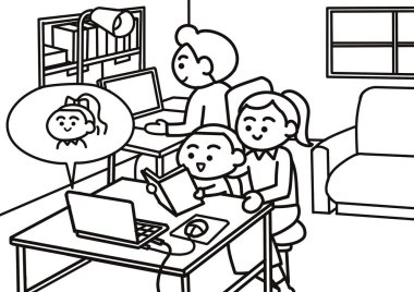 Ev boyama sayfaları tarzında çocuk öğrenimi.