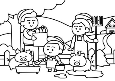 Aile domuz çiftliğinde çalışıyor..