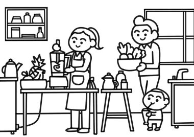 Ebeveyn çocuk için smoothie yapıyor