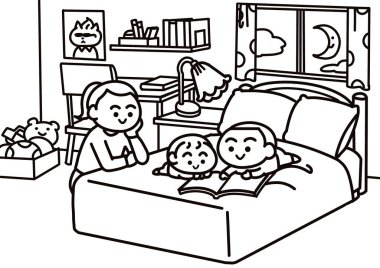 Küçük kardeşe kitap okuyan bir çocuk..