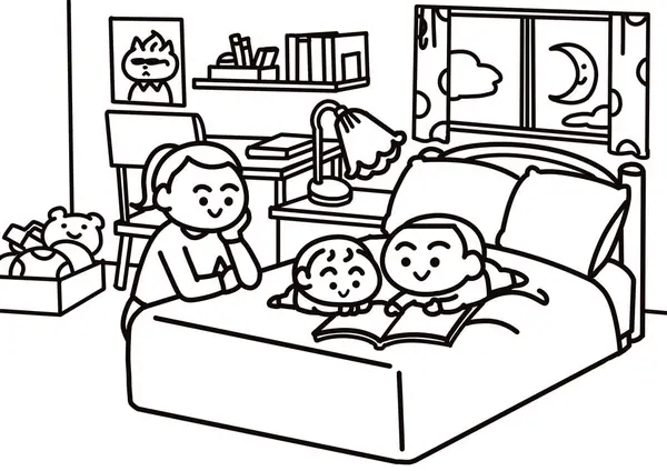 Küçük kardeşe kitap okuyan bir çocuk..