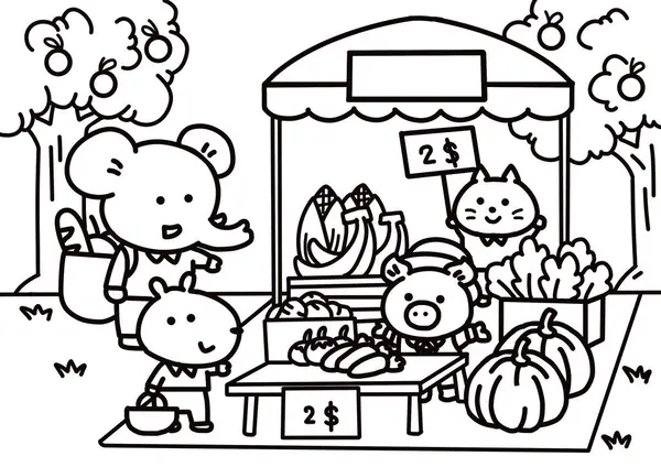 Pazardan alışveriş yapan küçük hayvanlar.