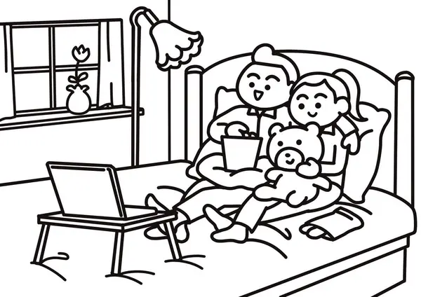 Çiftler yatmadan önce dizüstü bilgisayar başında dizi izliyorlar.