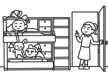 Çocuklar ranzada uyurlar..