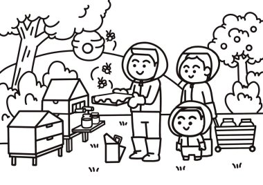 Aile bir çiftlikte bal topluyor..