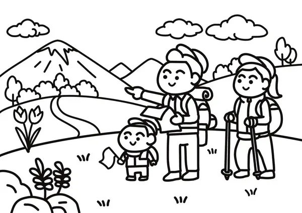 Bir aile birlikte yürüyüşe çıkıyor..