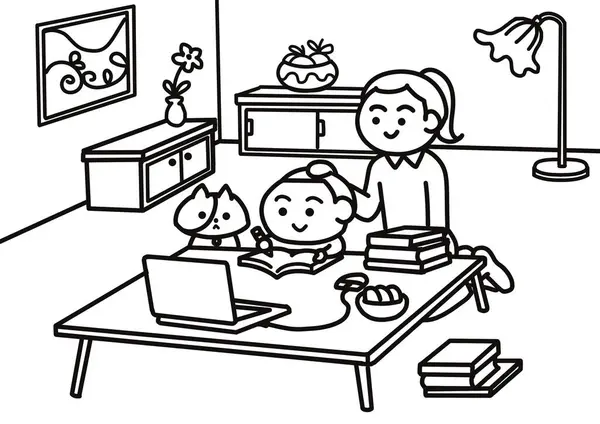 Küçük çocuk evde ödev