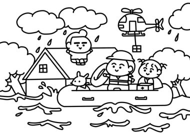 Su Kurtarma sayfaları boyamaya yardım ediyor.