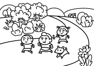  Küçük çocuklar şişman arkadaşlarını kilo vermek için koşuya çıkarırlar..