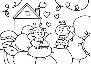 İki küçük çocuk bal topluyor..