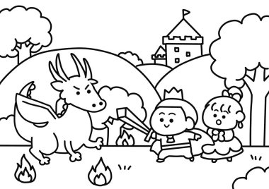 Prens ejderha boyama sayfalarıyla dövüşüyor..