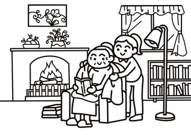 Bir kız, yaşlı annesine battaniye getirir..