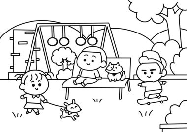 Çocuklar parkta dinleniyor..