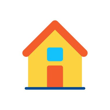 Geometrik Şekiller ve Neşeli Renklerle Renkli Düz Ev Resimleri