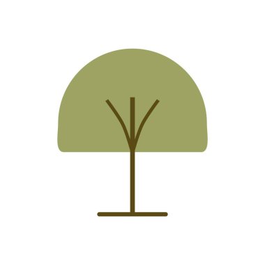 Yarı Dairesel Yaprakları ve Modern Düz Dış Hatları olan Şekillendirilmiş Yeşil Ağaç