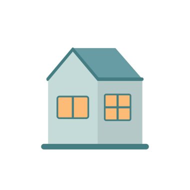 Açık Yeşil Duvarlar ve Sıcak Sarı Pencereli Şirin Modern Ev Simgesi