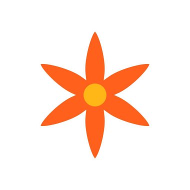 Keskin Portakal Yaprakları ve Merkezi Sarı Çember ile Basit Geometrik Çiçek Resimleri